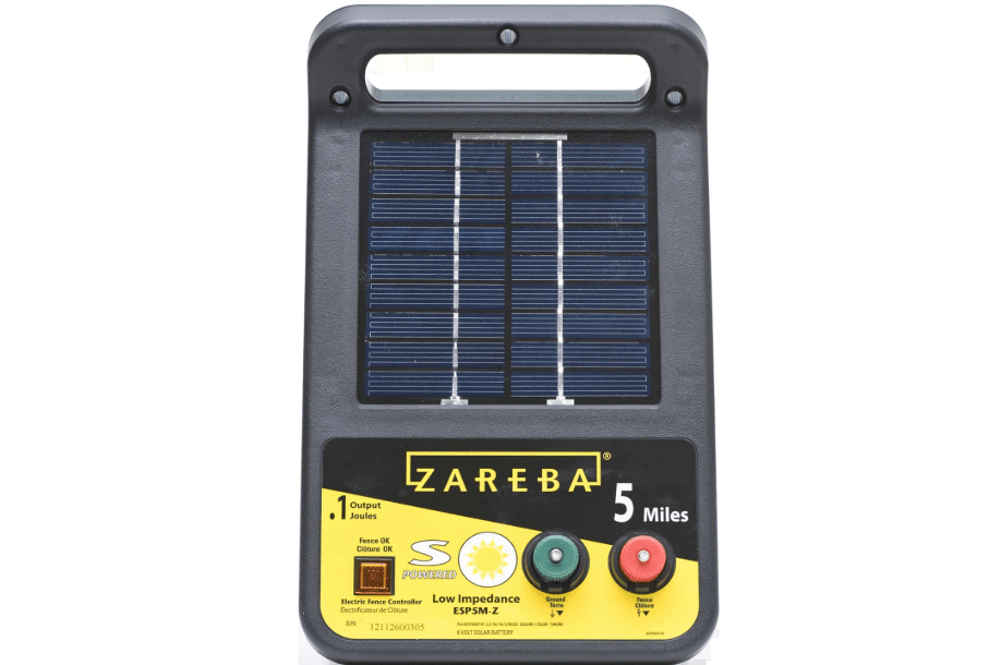 Zareba ESP5M-Z Solar Powered Electric Fence Charger - 5 Mile Lightning Electric Fence Energizer, Low Impedance, Contain Animals and Keep Out Predators, Black
