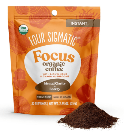 Four Sigmatic Organic Mushroom Coffee | Instant Mushroom Coffee Mix with Lion's Mane, Chaga and Rhodiola for Better Focus and Immune Support | 30 Serving Bag