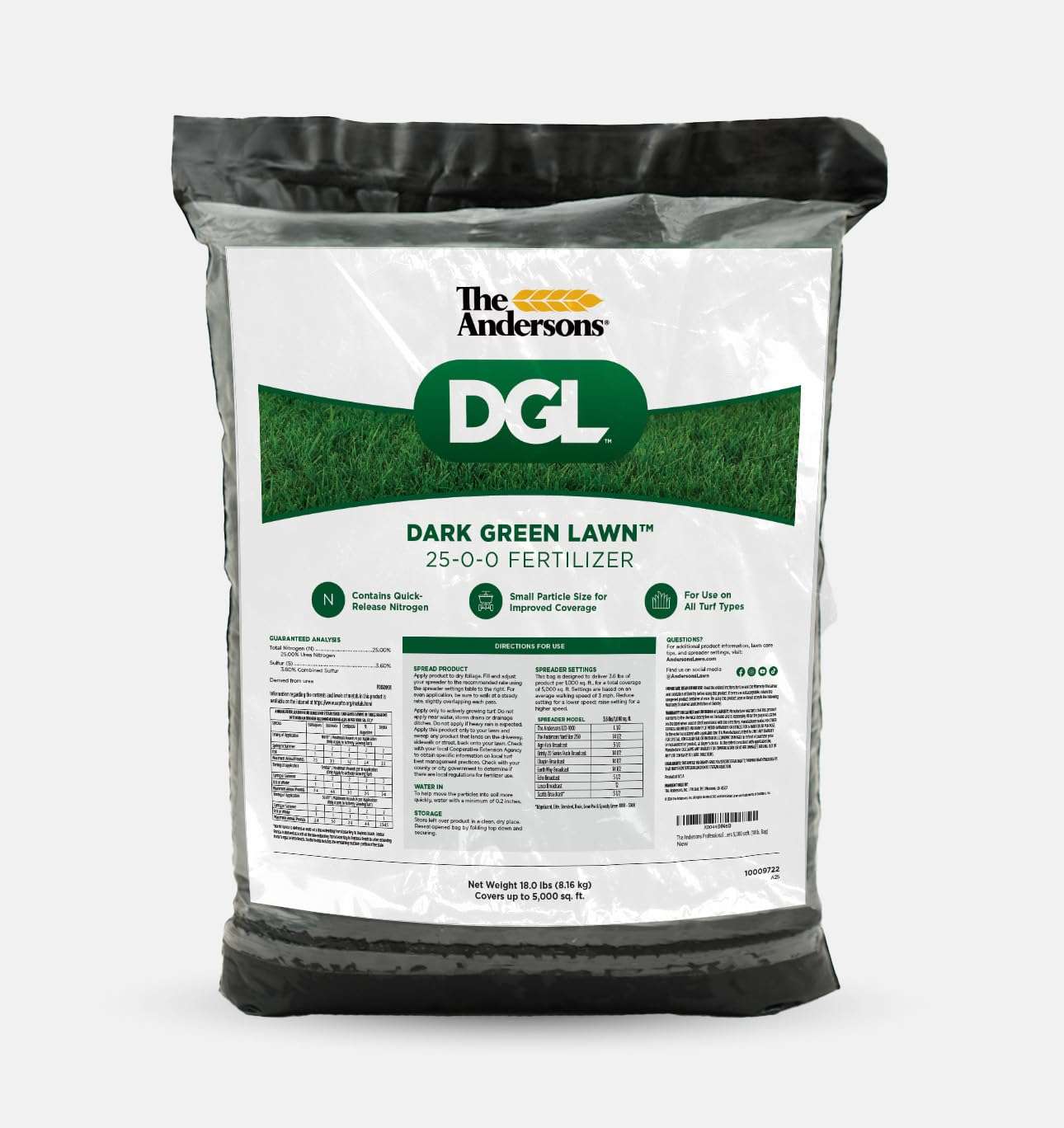 The Andersons Professional DGL Dark Green Lawn™ 25-0-0 Fertilizer - Covers 5,000 sqft. (18lb. Bag)