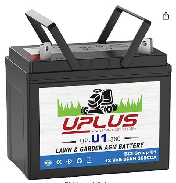 UPLUS U1 Riding Lawn Mower Battery (360CCA)