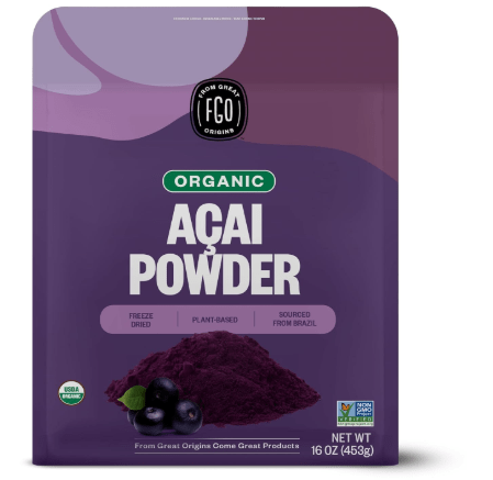 FGO Organic Acai Powder, 1 Pound / 16oz Bulk Resealable Pouch, Freeze Dried Superfood Berry from Brazil, No Sugar & Additives