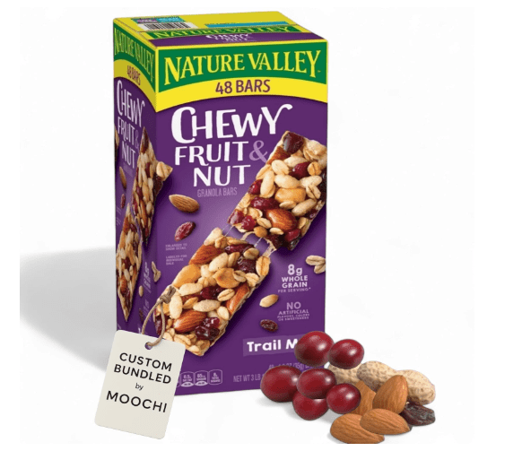 Nature- Valleys Chewy Trail Mix Fruit & Nut Granola Snack Bars 48 Count Custom Bundled by MOOCHI