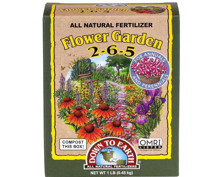 Down To Earth All Natural Fertilizers Organic Flower Garden - Plant Food for Blooming Annuals, Perennials and Flowering Shrubs 2-6-5, 1 lb
