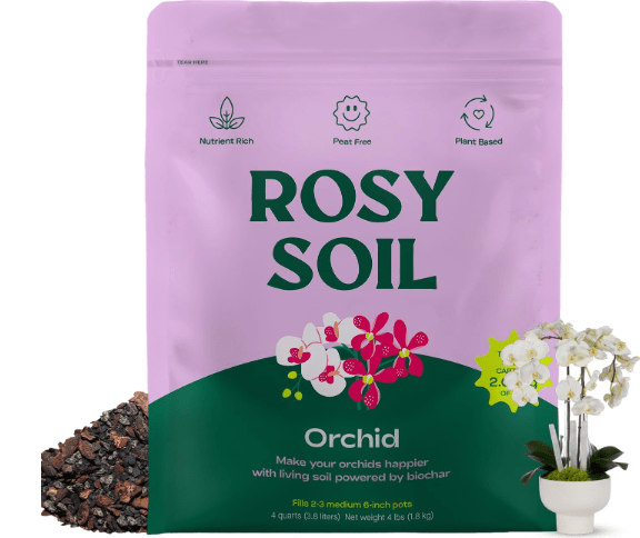 Rosy Soil Orchid Soil Potting Mix - Superior Aeration & Drainage for Orchids - Peat-Free, Microbially Active Biochar Powered Soil for Orchid Plants