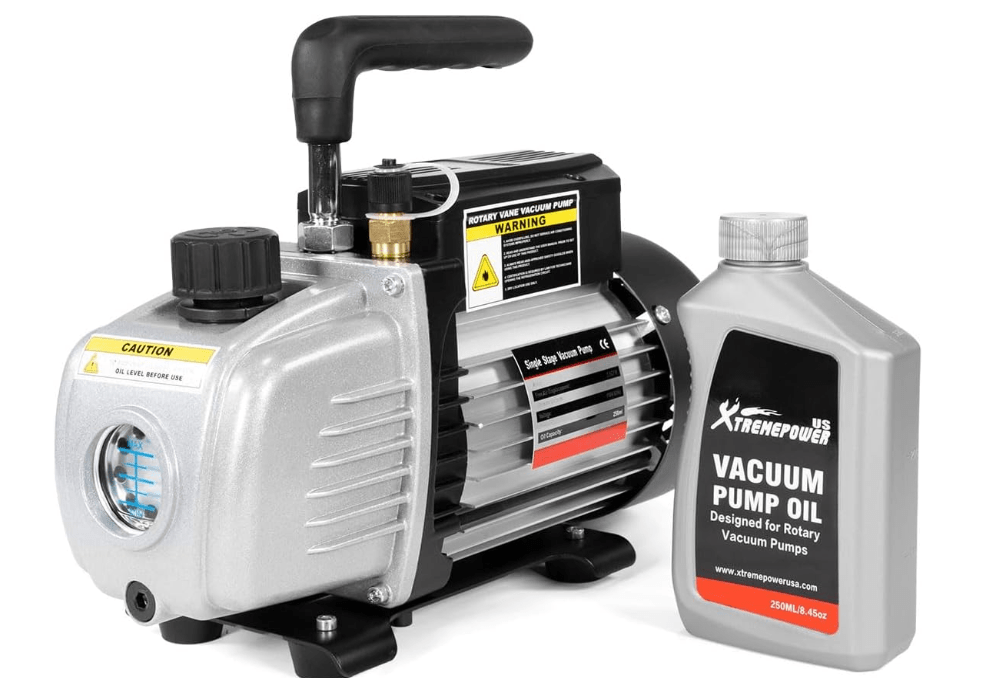 XtremepowerUS 1/4HP 3.5 CFM Single Stage Rotary Vane Air Vacuum Pump HVAC Air AC A/C R410a R134 Systems (3.5CFM) with Vacuum Oil Bottle Included 