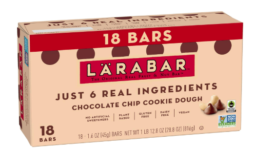 Lärabar Chocolate Chip Cookie Dough Vegan Gluten Free Fruit & Nut Bar, Plant Based, Dairy Free, Kosher, Non-GMO