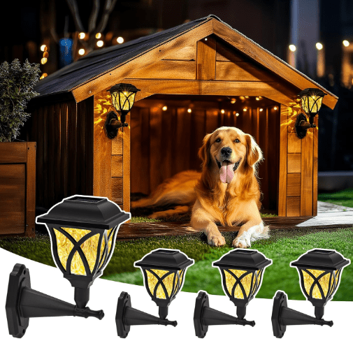 Solar Wall Lantern Dog House Lights, Waterproof Solar Powered Decorative Lights for Pet House, Fence, Garden, Shed and Backyard