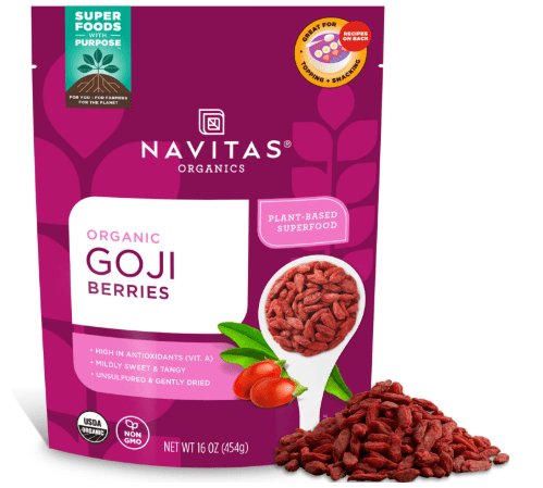 Navitas Organics Goji Berries – For Smoothies, Trail Mix, Baked Goods, Oatmeal & More – Vitamin A, Antioxidants, Fiber – Wolfberry - USDA Organic, Non GMO, 