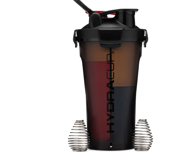 Hydra Cup DualShaker Pro 32 oz Shaker Bottle for Protein Shakes, Shaker Cup w/Handle & Ball Blender Whisks, Dual Mixing Shaker Bottle with Storage, 2 in 1, for Travel To Go, BPA Free (Black)
