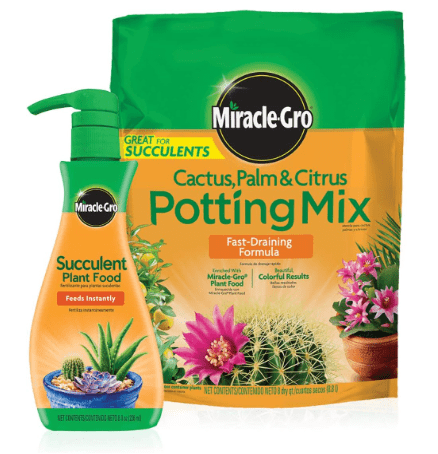 Miracle-Gro Cactus, Palm & Citrus Potting Mix and Succulent Plant Food - Bundle of Potting Soil (8 qt.) and Liquid Plant Food (