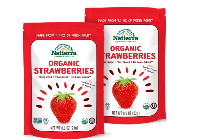 NATIERRA Organic Freeze-Dried Strawberries | USDA Organic, Non-GMO & Vegan Strawberry | 0.8 Ounce