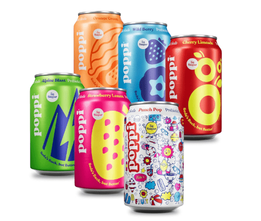Poppi Sparkling Prebiotic Soda Beverage with Apple Cider Vinegar, Seltzer Water and Fruit Juice, New Obsessions Variety Pack