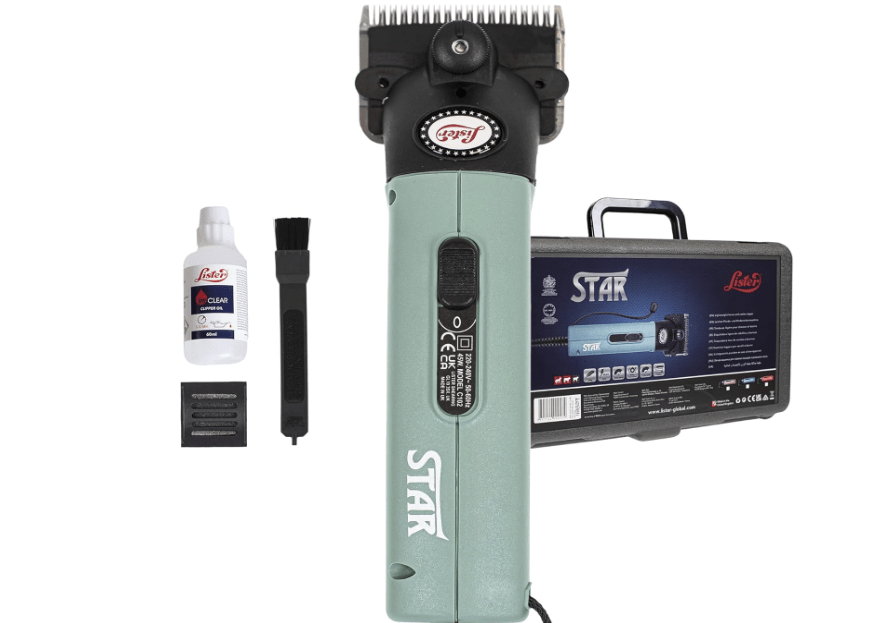 Lister Star Large Animal Clipper with Fine Blade for Horses, Cattle, Sheep, and Livestock (#258-34501), Green
