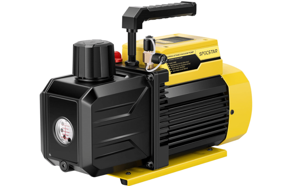 SPECSTAR 110V 1/4 HP 3.5 CFM Single Stage Rotary Vane HVAC Air Vacuum Pump for R12 R22 R134a R410a Systems 330ml Oil Included
