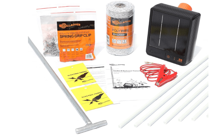 Gallagher Garden & Backyard Pet Protection Kit | Solar Electric Fence Kit for Deer, Rabbits, and Pets | 48in Posts with Polywire | Powers 200ft | Lithium Solar Energizer | 