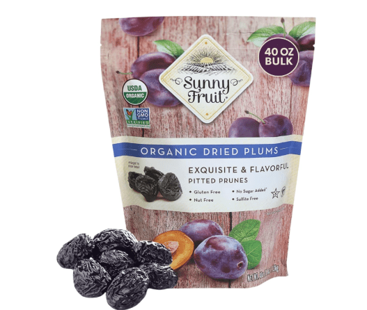 Sunny Fruit Soft Organic Pitted Prunes, 2.5 Pound Bulk Bag | No Preservatives, No Sugar Added | Healthy, Naturally Sweet Dried Plums | High Fiber Dried Fruit | ORGANIC, NON-GMO, VEGAN, HALAL, KOSHER