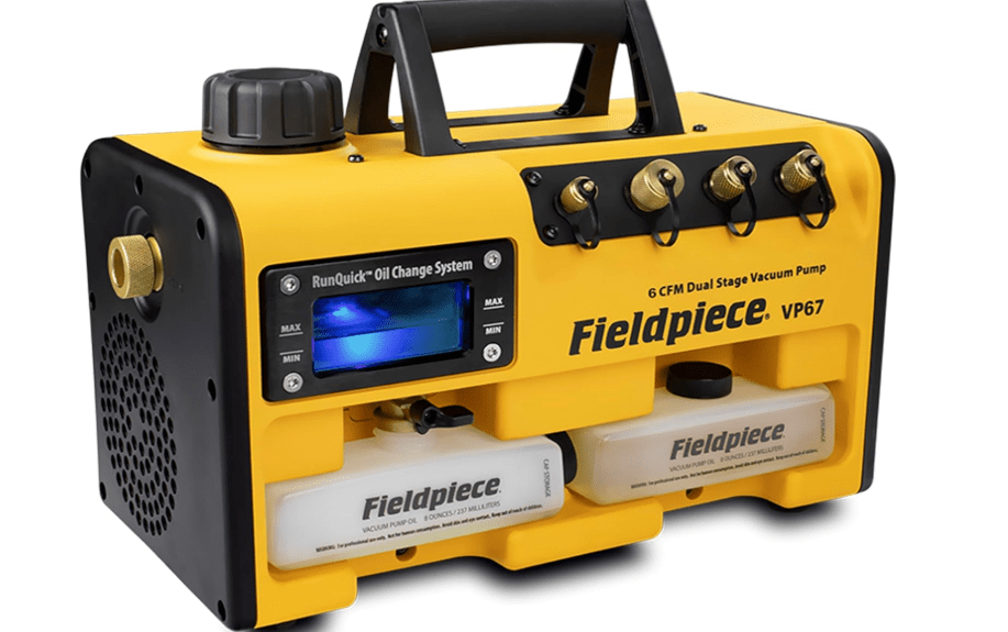 Fieldpiece VP67 Vacuum Pump – 6 CFM, 1/2 HP DC Motor, RunQuick Oil Change System – Portable - Professional HVAC Tool - A2L Compatible
