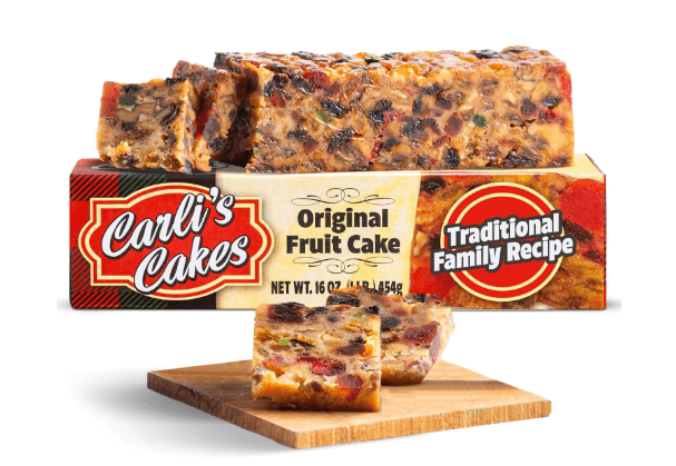 Carli’s Cakes Original Fruit Cake - 1lb, Freshly Baked Traditional Fruitcake Recipe with Raisins, Cherries, Pineapples