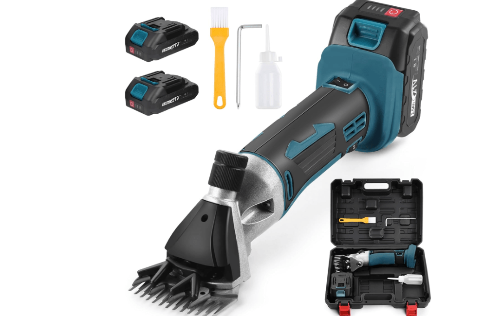 Cordless Sheep Shears 500W, Professional Rechargeable Sheep Clippers with 2 Lithium Battery, 6 Speeds Heavy Duty Animal Grooming Clipper Compatible with Makita 18V Battery for Sheep, Goat, Alpacas
