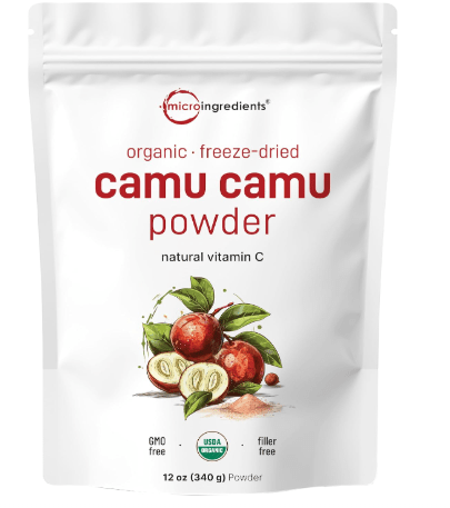 Organic Camu Camu Powder, 12 oz | High Natural Vitamin C Level | Fresh Freeze-Dried Berries Source | No GMOs, Vegan Friendly
