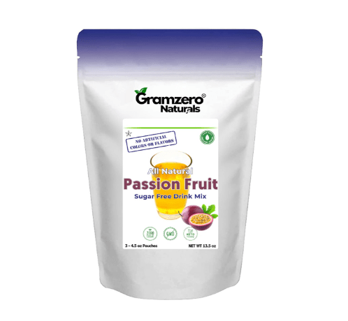 GramZero All Natural Passion Fruit Zero Calorie Sugar Free Drink Mix, Great For Nutrition Club Loaded Tea, Stevia Sweetened