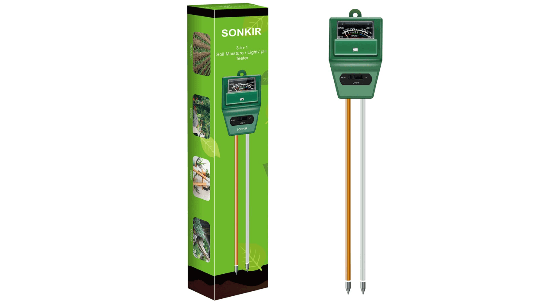 SONKIR Soil pH Meter, MS02 3-in-1 Soil Moisture/Light/pH Tester Gardening Tool Kits for Plant Care, Great for Garden, Lawn, Farm, Indoor & Outdoor Use (Green)
