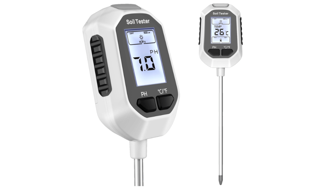 4-in-1 Soil Moisture Meter, Digital Plant Temperature/Soil Moisture Test & PH Meter/Sunlight Intensity, Backlight LCD Display for Gardening, Farming and Outdoor Plants

