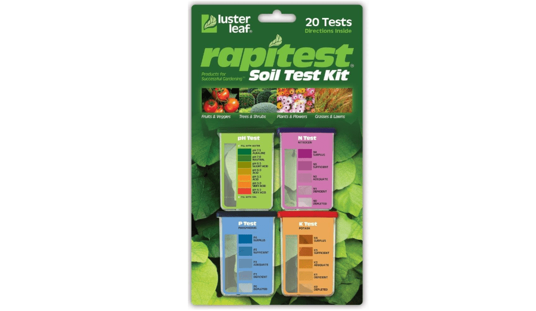 Rapitest Soil Test Kit for Gardens, Vegetables, Flowers and Lawns. USA designed and assembled soil tester completely, quickly and accurately measures/analyzes soil pH acidity and garden nutrients.
