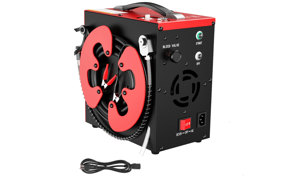 GX PUMP GX-E-CS3-I Portable PCP Air Compressor, Built-in Home Converter, Auto-Stop, Oil-Free, Built-in Water-Oil Separator Filter, Powered by 12V DC or Home 110V AC, 4500Psi/30Mpa 