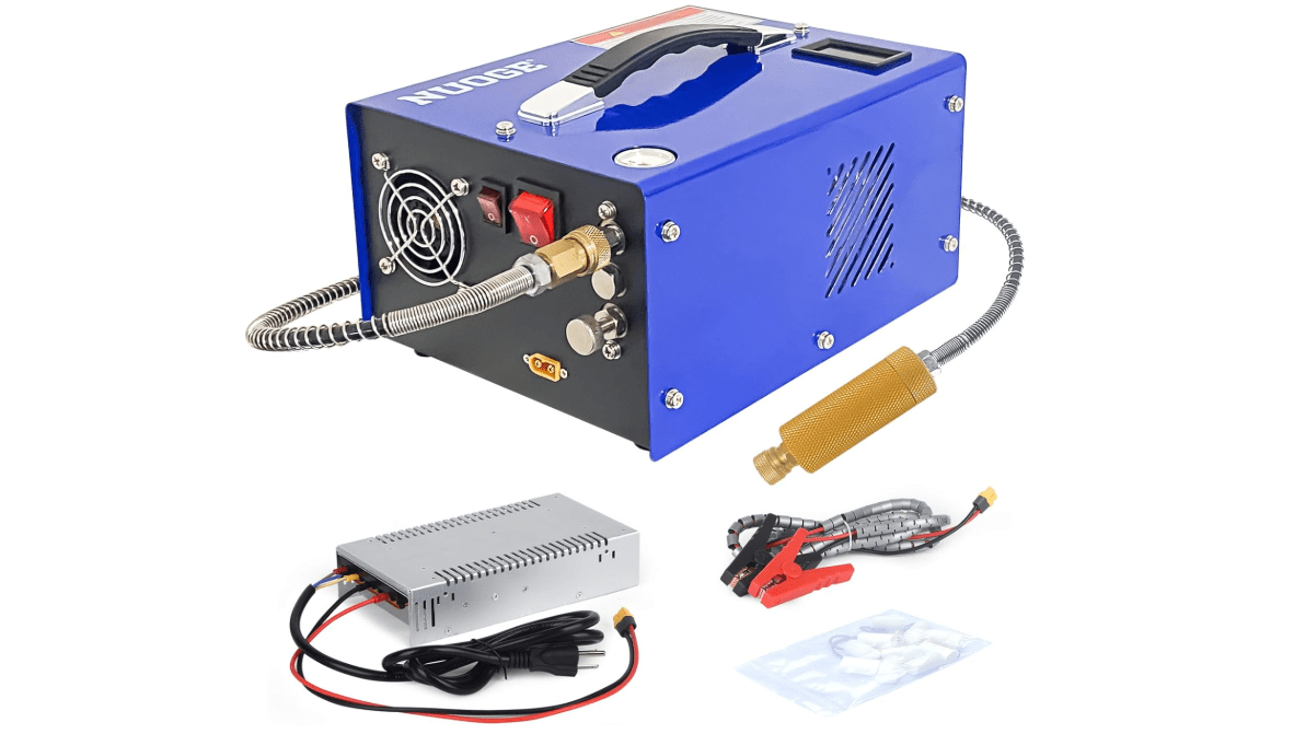 PCP Air Compressor 4500Psi/30Mpa Water/Oil Free PCP Air Pump Rifle/Pistol Paintball Cans Powered 12V Automotive DC 110V AC For Home Use With Power Converter And Oil-moisture Filter Easy Carry 