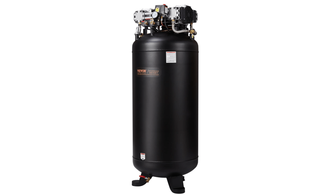 VEVOR 80 Gallon Air Compressor, 145PSI Oil Free Stationary Compressor Tank, 6.5HP 15.5SCFM@90 PSI, Quiet Compressor for Industrial Manufacturing, Workshops (220V/60Hz Single-Phase Power)

