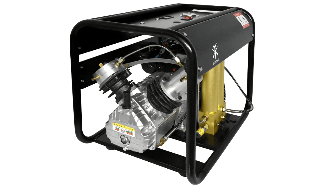 TUXING 4500Psi Pcp Air Compressor,Built-in Two Stage Filtration Water-Oil Separator Filter,Auto-stop Version,for Paintball/Scuba Tank Charging 110V(TXEDM042)
