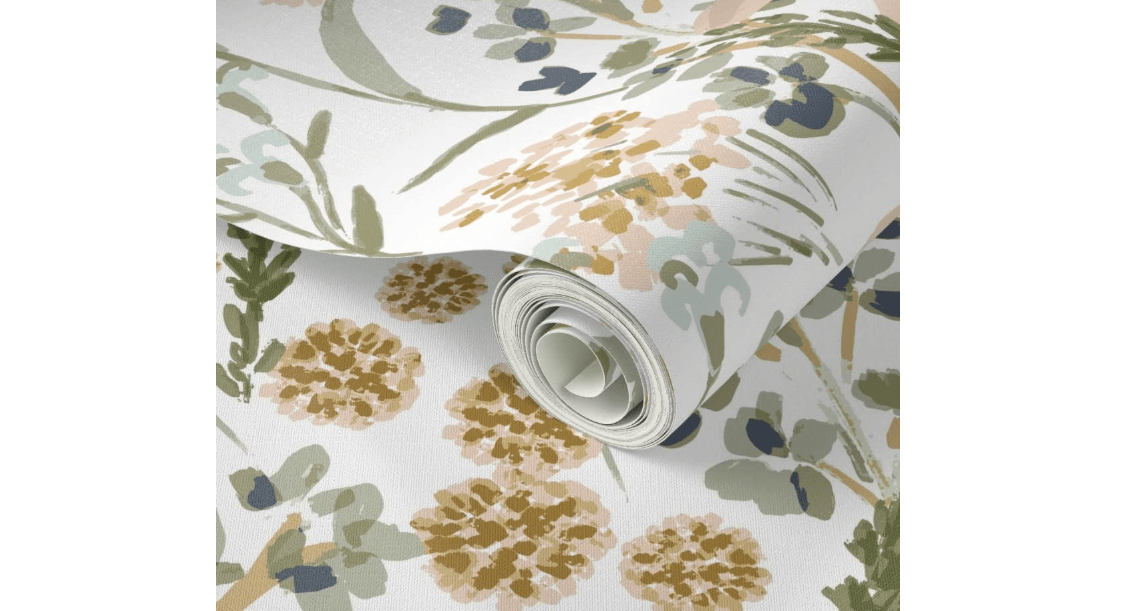 Peel & Stick Wallpaper 12ft x 2ft - Daisy Dreams Country Floral Girl Spring Summer Large Custom Removable Wallpaper by Spoonflower
