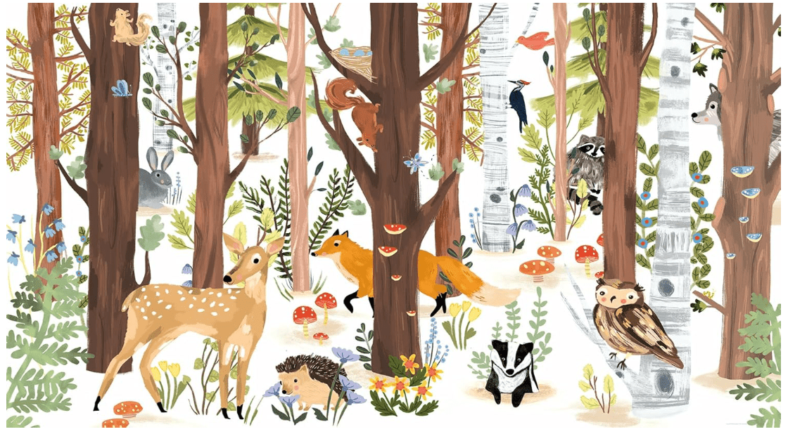 RoomMates Forest Animal Hide and Seek Peel and Stick Wall Mural, RMK12364M
