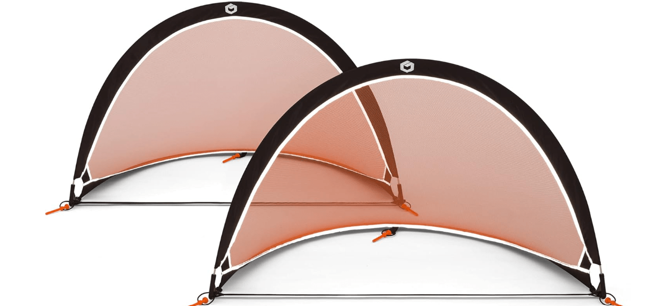 PRO Pop Up Soccer Goals - Set of 2 Portable Folding Soccer Goal Nets with Carrying Bag - 4 Feet 