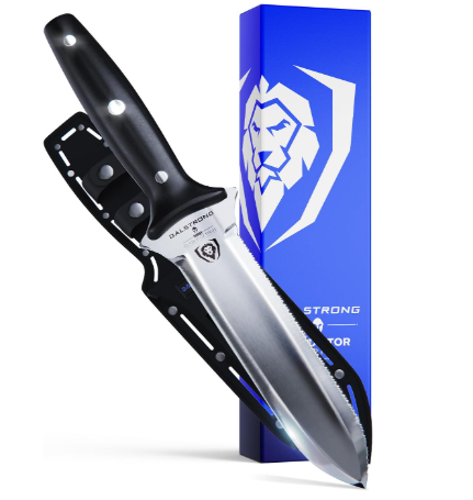 DALSTRONG Hori Hori Garden Knife - 6.5 inch - Straight Edge + Serrated Edge - Gladiator Series Elite - Forged German Steel - Sheath Guard Included - Weeding, Cutting, Digging, Planting - NSF Certified