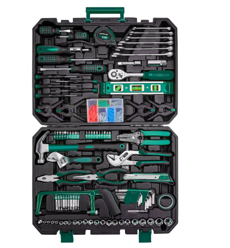 CARTMAN 238-Piece Tool Set with Socket Wrench & Auto Repair Tools Mixed General Household Hand Tool Kit, Green Plastic Toolbox Storage Case Comprehensive DIY, Home & Car Maintenance