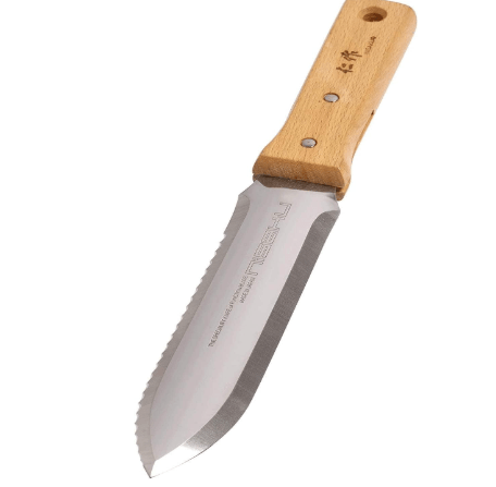 NISAKU NJP650 The Original Hori Hori Namibagata Japanese Stainless Steel Weeding Knife, 7.25-Inch Blade