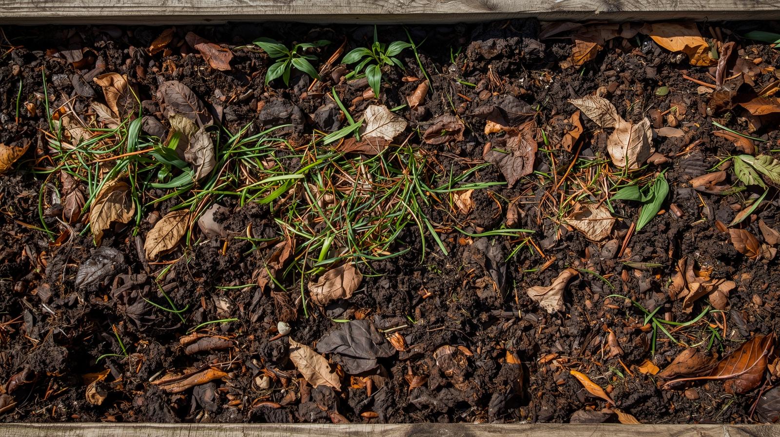 Organic matter decomposition causing soil volume loss in a raised garden bed