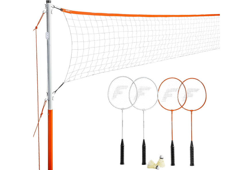 Franklin Sports Badminton Net Sets - Outdoor Backyard + Beach Badminton Net + Equipment Set - (4) Rackets + (2) Birdies + Portable Net Included - Adults + Kids Set
