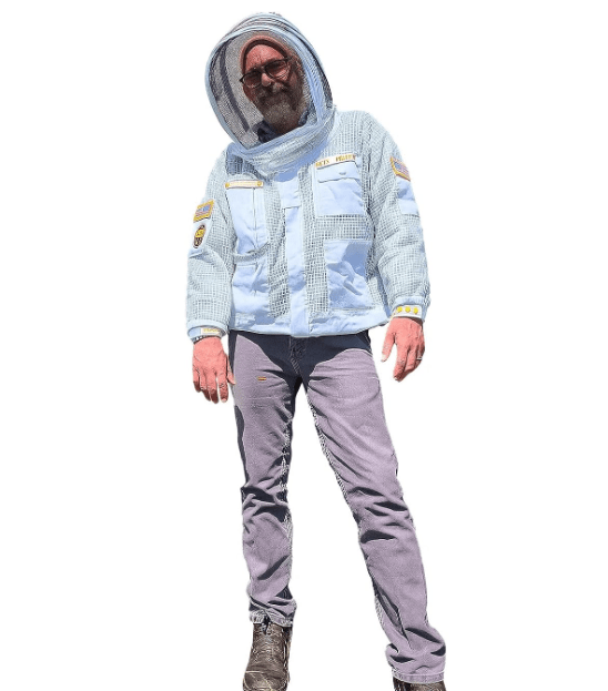 Sting Stopper 3 Layer Ventilated Beekeeping Jacket with Long Torso in Beekeeper White, Quick Pullover Design, Features Galore, Customizable, 7 Pockets, YKK Zippers for Men and Women, 4X Large