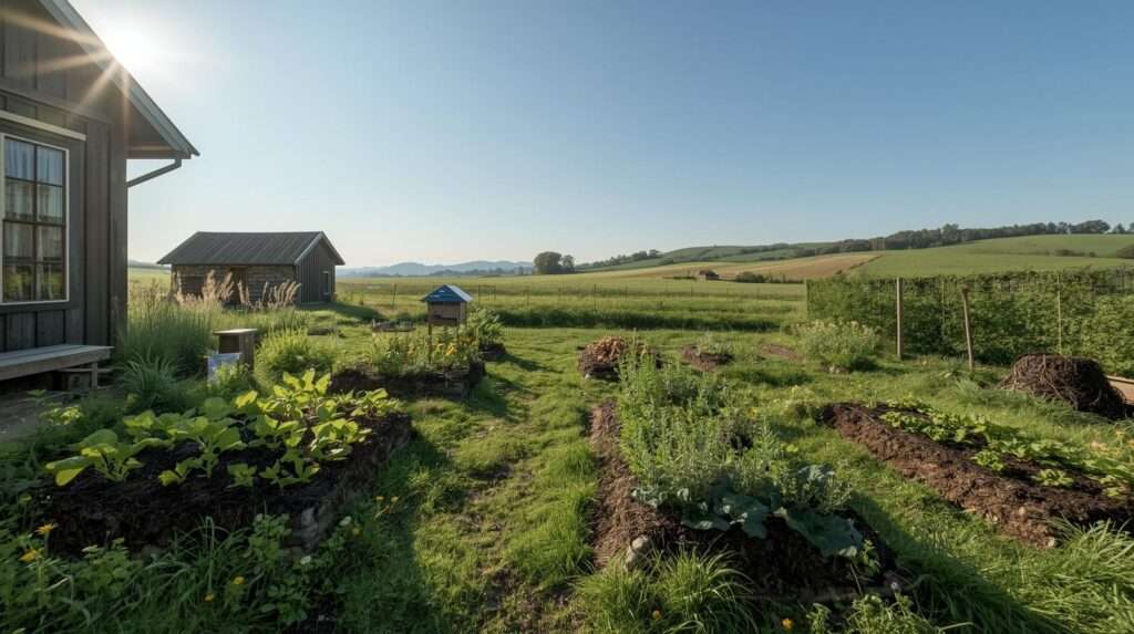 Hand-dug contour swale for water harvesting observation on new acreage land.