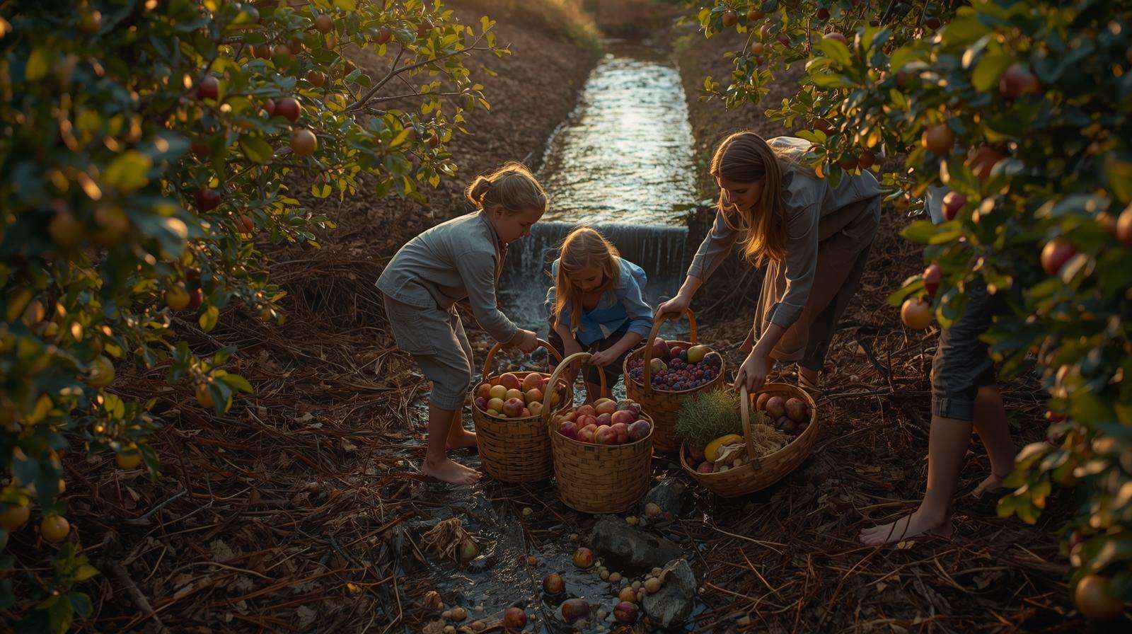 Real family harvesting 2,100 lb of food from a thriving Greg Swales food forest in year 5.