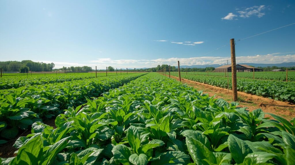 Healthy protected farm with wooden fences and stakes using natural termite prevention methods