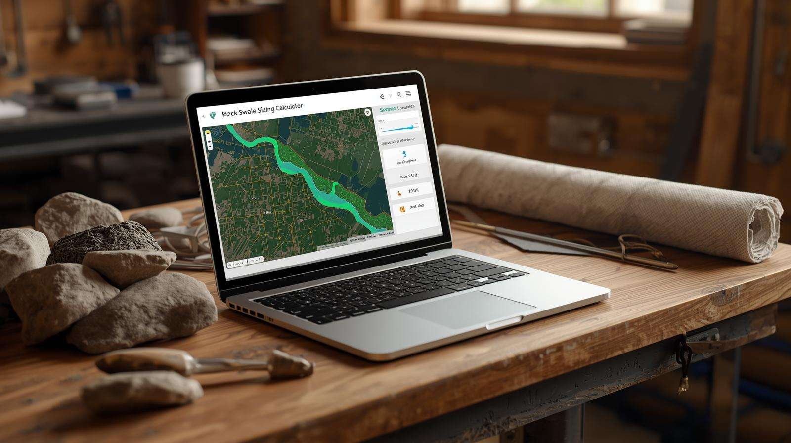 Using the 2025 rock swale sizing calculator to design the perfect erosion-control channel for any property.