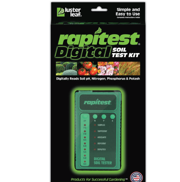 Rapitest Soil Test Kit for Gardens, Vegetables, Flowers and Lawns. USA designed and assembled soil tester completely, quickly and accurately measures/analyzes soil pH acidity and garden nutrients 