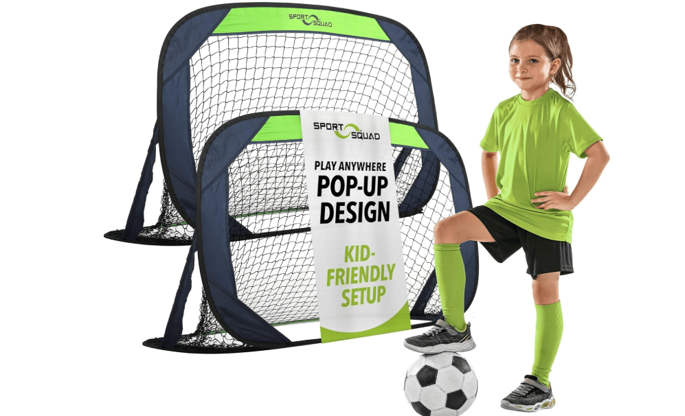 Sport Squad Portable Soccer Goal Net Set - Pop Up Training Soccer Goals for Backyard - Indoor or Outdoor Versions - Easy Assembly - Great for Kids and Adults 