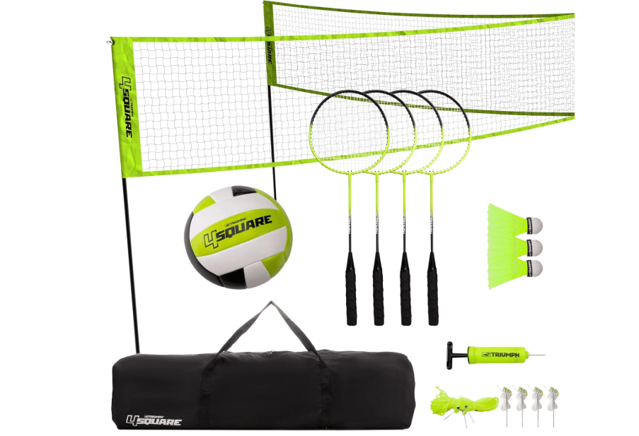 Triumph Sports 4 Square Volleyball/Badminton Combo and Pickleball Combo Accessories Included - Multiple Styles Available
