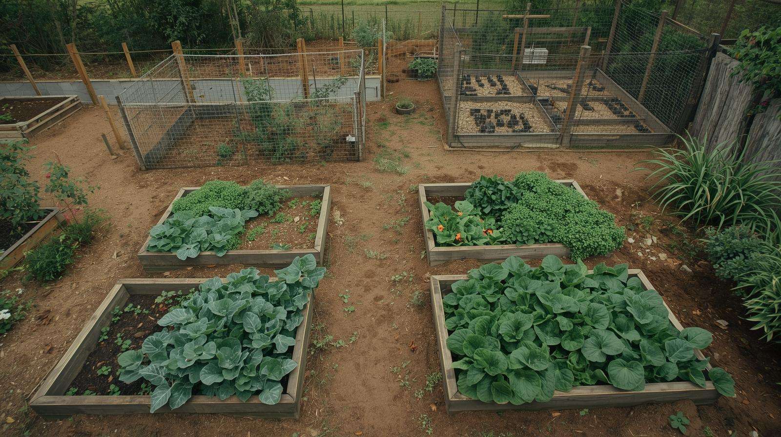 Zoned backyard layout separating chickens and vegetable garden safely