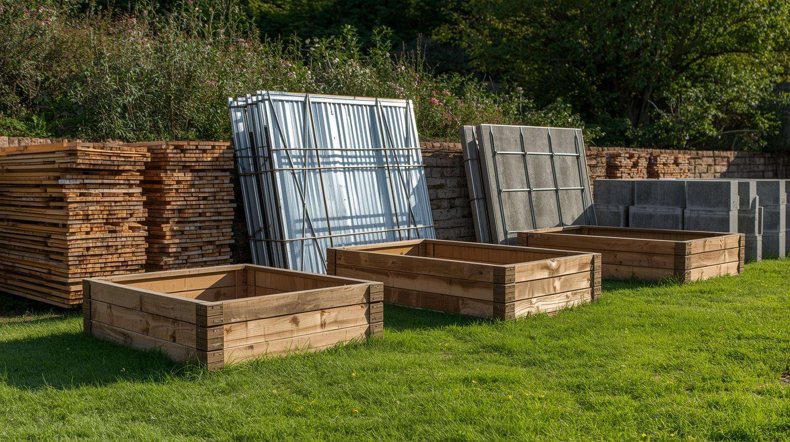 Durable materials like cedar and steel for building huge raised beds.